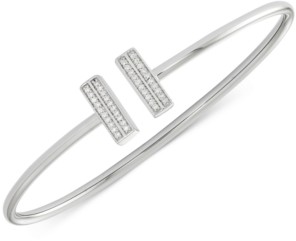 Wrapped Diamond Bar Bangle Bracelet (1/6 ct. t.w.) in Sterling Silver, Created for Macy's