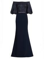 Thumbnail for your product : Theia Off-the-Shoulder Embellished Trumpet Gown