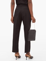 Thumbnail for your product : Burberry Hanover Buttoned-cuff Wool-crepe Tuxedo Trousers - Black White