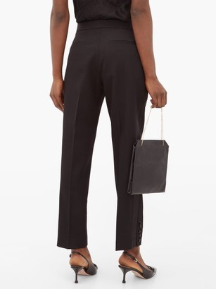 Burberry Hanover Buttoned-cuff Wool-crepe Tuxedo Trousers - Black White