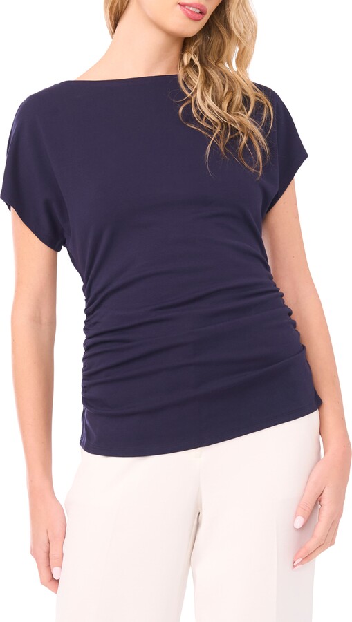 Halogen Shirred Dolman Short Sleeve Ponte Top