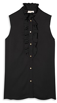 black ruffle sleeveless top