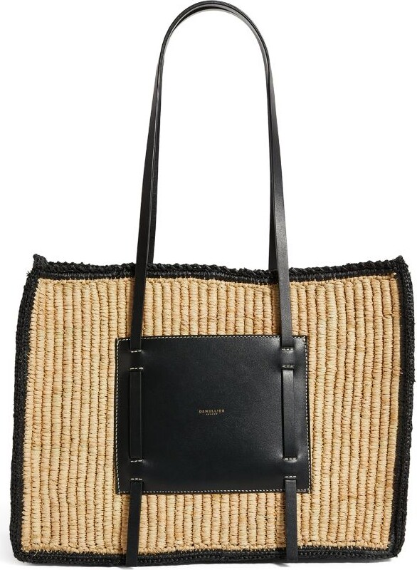 【DEMELLIER】 Capri leather-trimmed raffia tote bag Capri leather-trimmed raffia tote bag in brown - De Mellier
