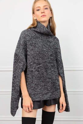 J.ING Constance Black Knit Cape Sweater