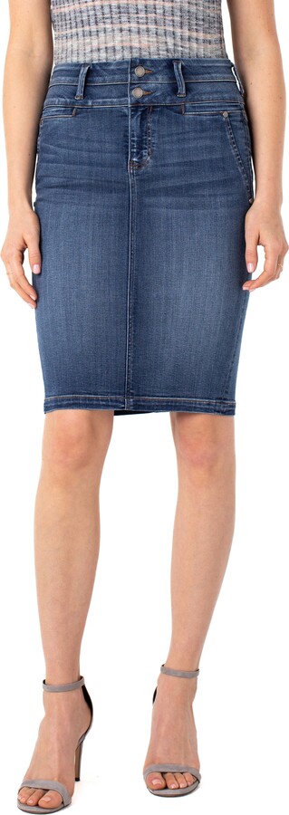 mid length women's denim skirts