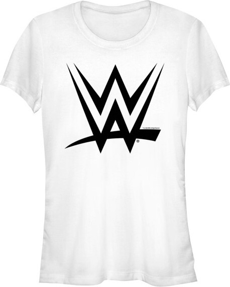WWE JuniorsWomensWWEBlackLogoT-Shirt-White-XLarge