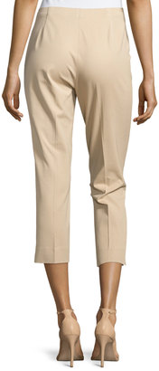 Neiman Marcus Cropped Bi-Stretch Pants, Buff