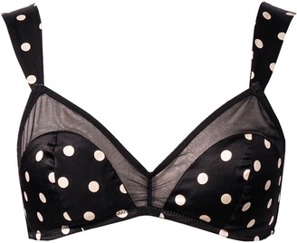Not Just Pajama NOT JUST Silk Bra Without Steel White & Black Polka Dots