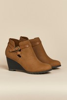 Thumbnail for your product : Wallis Tan Buckle Wedge Ankle Boot