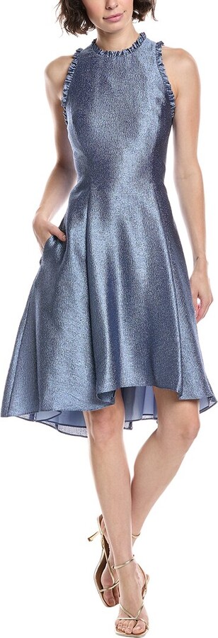 Adrianna Papell Jacquard Ruffle Dress