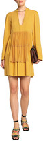 Thumbnail for your product : Valentino Plisse-paneled Silk Crepe De Chine Mini Dress