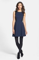 Thumbnail for your product : Eliza J Leather Panel Ponte Knit Skater Dress (Online Only)