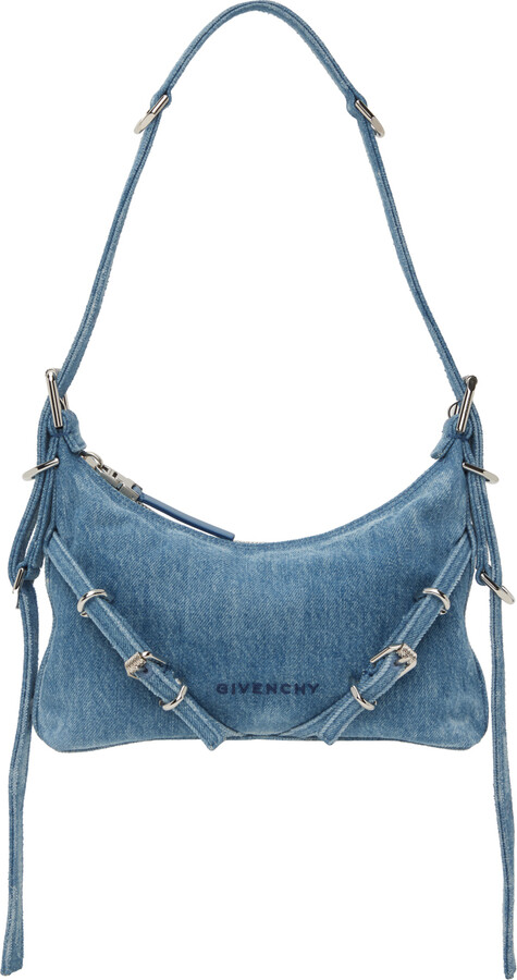 Voyou Mini denim shoulder bag in blue - Givenchy
