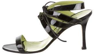 Manolo Blahnik Patent Leather Ankle Strap Sandals