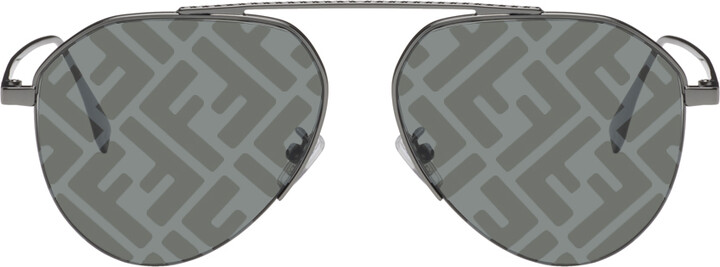 FENDI Aviator-Style Logo-Print Tortoiseshell Acetate Sunglasses