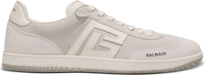 Balmain Swan Sneakers In Suede And Smooth Leather