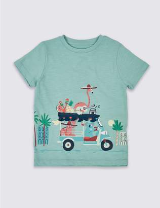 Marks and Spencer Pure Cotton Animals T-Shirt (3 Months - 7 Years)