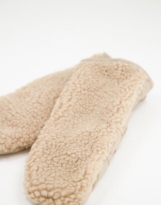 Weekday Go teddy mittens in camel - CAMEL - ShopStyle Gloves