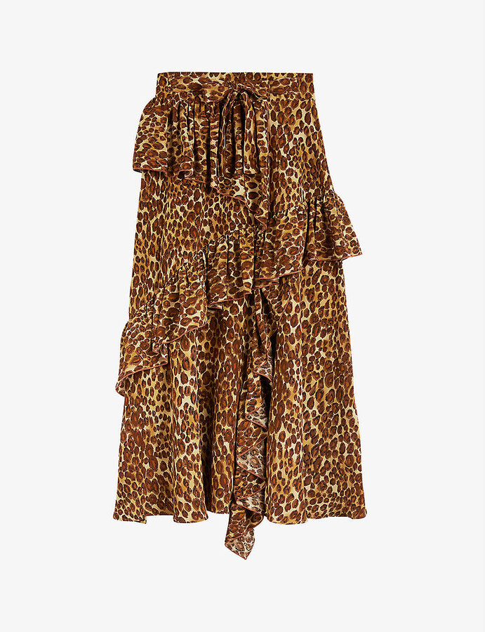 leopard print midi skirt shopstyle