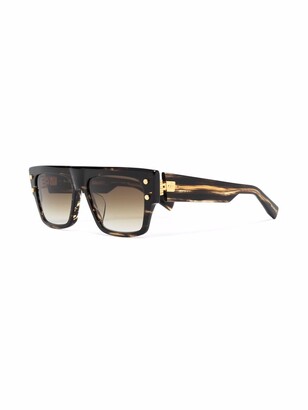 Balmain Eyewear Tortoiseshell-Effect Square-Frame Sunglasses