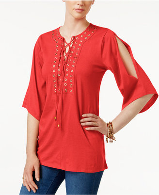 MICHAEL Michael Kors Split-Sleeve Grommeted Top, a Macy's Exclusive Style