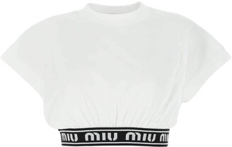 Miu Miu Logo Tape Cropped T-Shirt