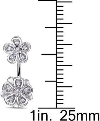 Laura Ashley Diamond Accented Silver 2-Piece Flower Stud Earrings with Earring Jackets