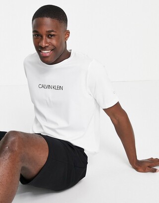 Calvin Klein Performance central logo running T-shirt in bright white -  ShopStyle