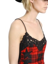 Thumbnail for your product : Philipp Plein Wool Flannel And Viscose Lace Dress