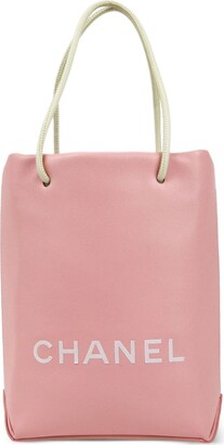 Chanel Chanel White x Pink Canvas Medium Tote Bag