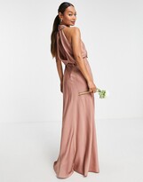 Thumbnail for your product : ASOS DESIGN ASOS EDITION satin ruched halter neck maxi dress in cinnamon rose