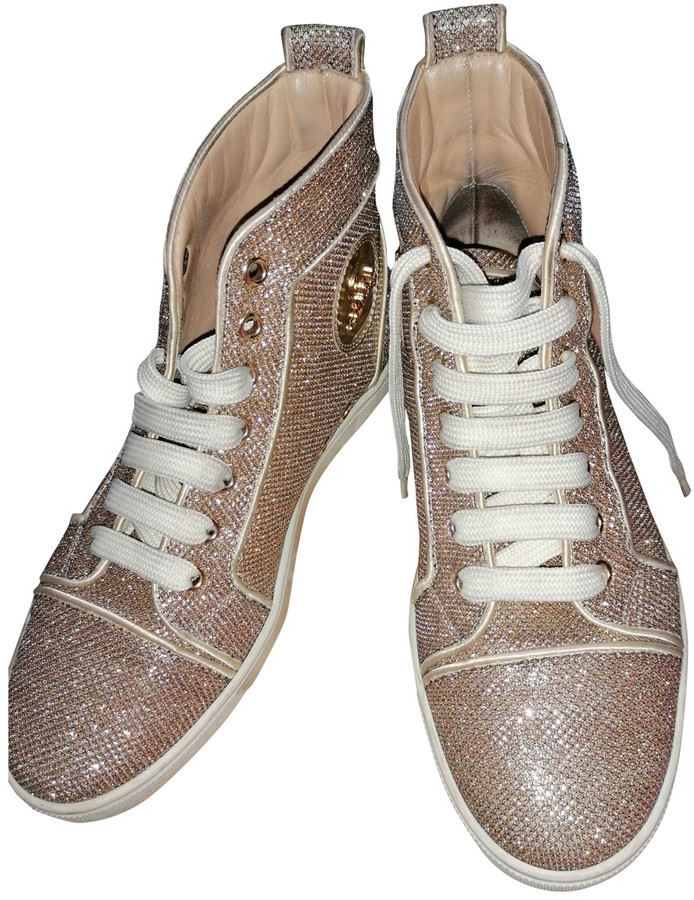 Christian Louboutin Gold Glitter Trainers - ShopStyle Sneakers ...