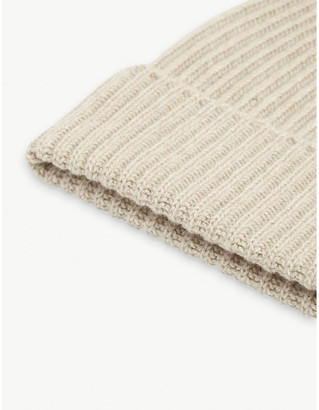 Johnstons Ribbed cashmere beanie hat