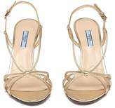 Thumbnail for your product : Prada Metallic Leather Sandals - Womens - Gold