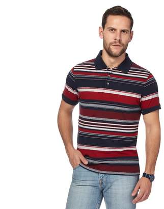 Maine New England MAINE Red Striped Tailored Fit Polo Shirt