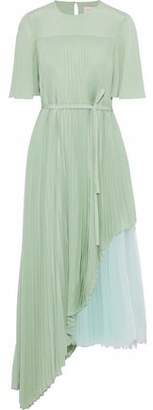 Christopher Kane Layered Pleated Tulle And Washed-Silk Midi Dress