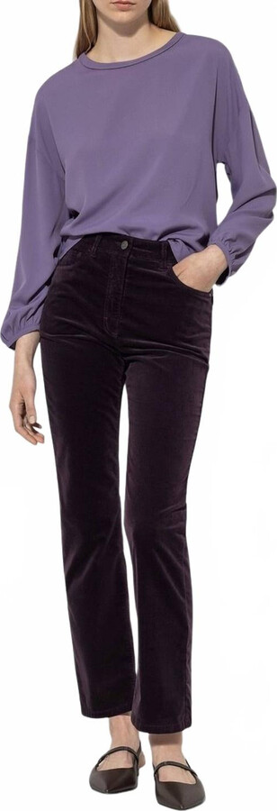 Washed Velvet Baby Flare Pants In Burgundy
