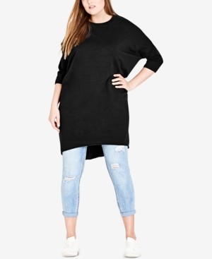 City Chic Trendy Plus Size High-Low Sweatshirt