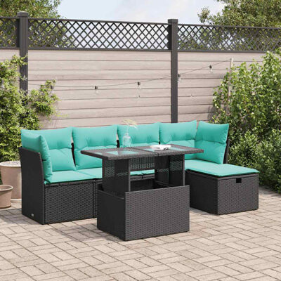 Ebern Designs 6 Piece Patio Sofa Set With Cushions Poly Rattan Acacia