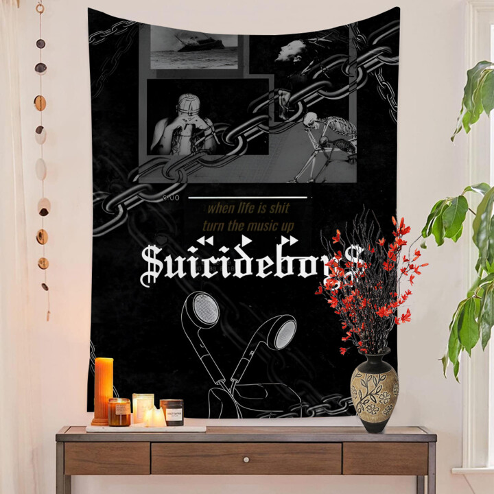 1PC Singer Suicideboy Anime Tapestry Printed Large Wall Tapestry Art Science Fiction Room Home Decor Decor Blanket