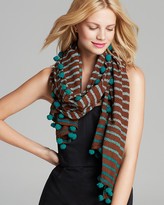 Thumbnail for your product : Marc by Marc Jacobs Striped Snakeskin-Print Pom-Pom Scarf
