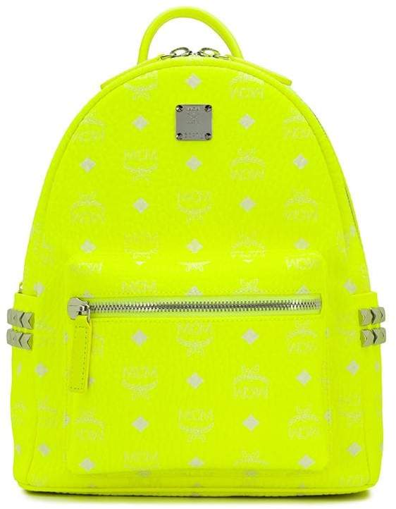 green mcm backpack