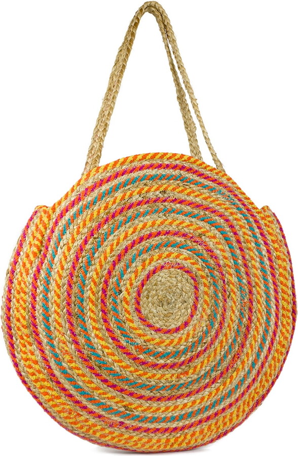 Magid Women’s Circle Woven Jute Oversized Beach Tote Bag