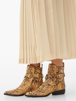 Thumbnail for your product : Chloé Python-effect Leather Ankle Boots - Black Yellow