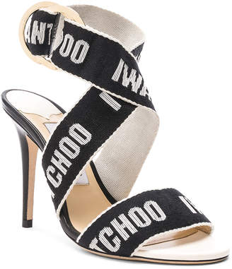 Jimmy Choo Bailey 100 Logo Heels in Chalk & Black | FWRD