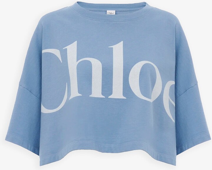Chloé Cropped blue logo t-shirt