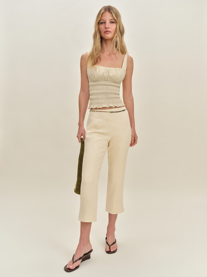 Reformation Petra Linen Low Rise Pedal Pusher Pant