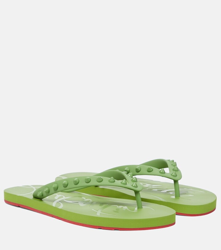 ROTATE BIRGER CHRISTENSEN Snake-print Thong-strap Flip Flops in Green Womens Shoes Flats and flat shoes Sandals and flip-flops 