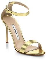Thumbnail for your product : Manolo Blahnik Chaos Metallic Leather Ankle-Strap Sandals