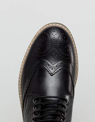 Frank Wright Brogue Boots Black Leather